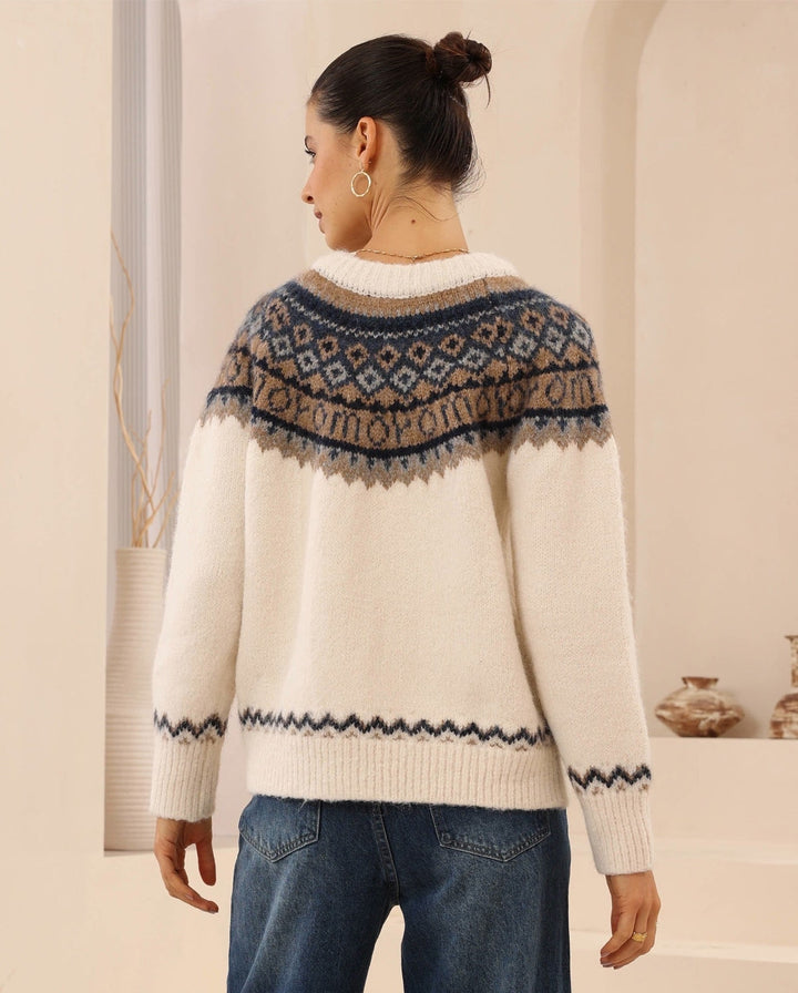 Elyska Cardigan - Beige Print