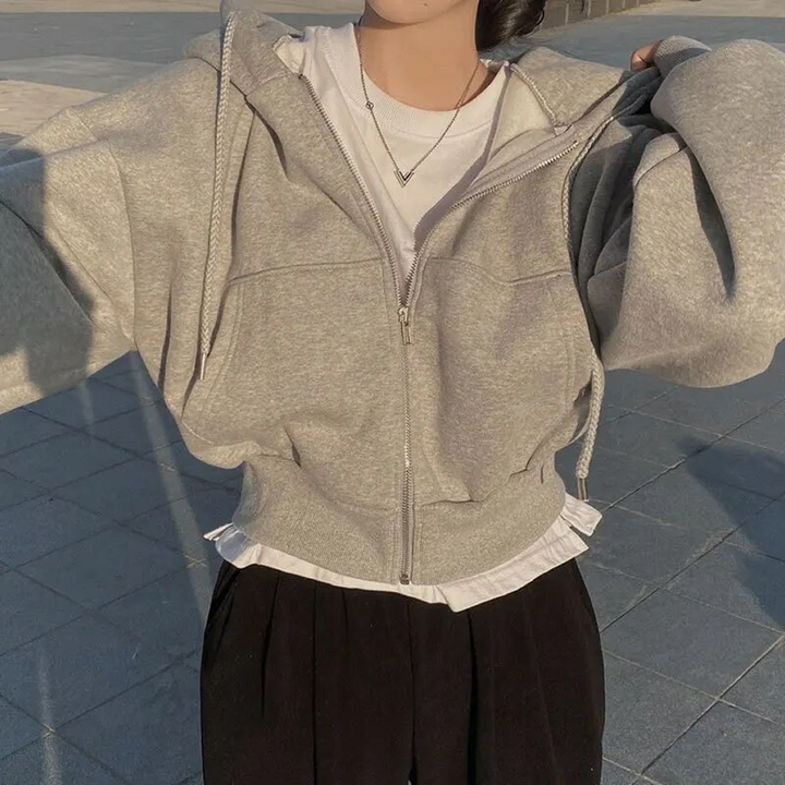 Women's cropped zip-up hoodie