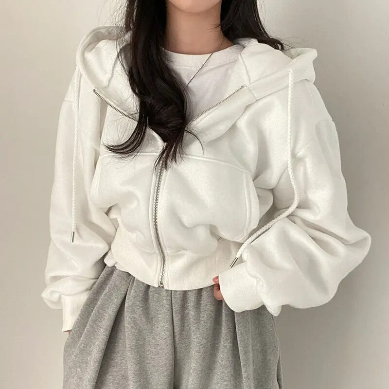 Women's cropped zip-up hoodie