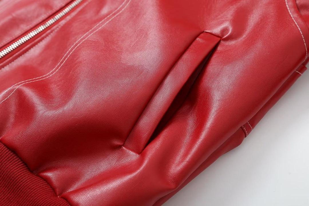 Women's faux leather bomber jacket