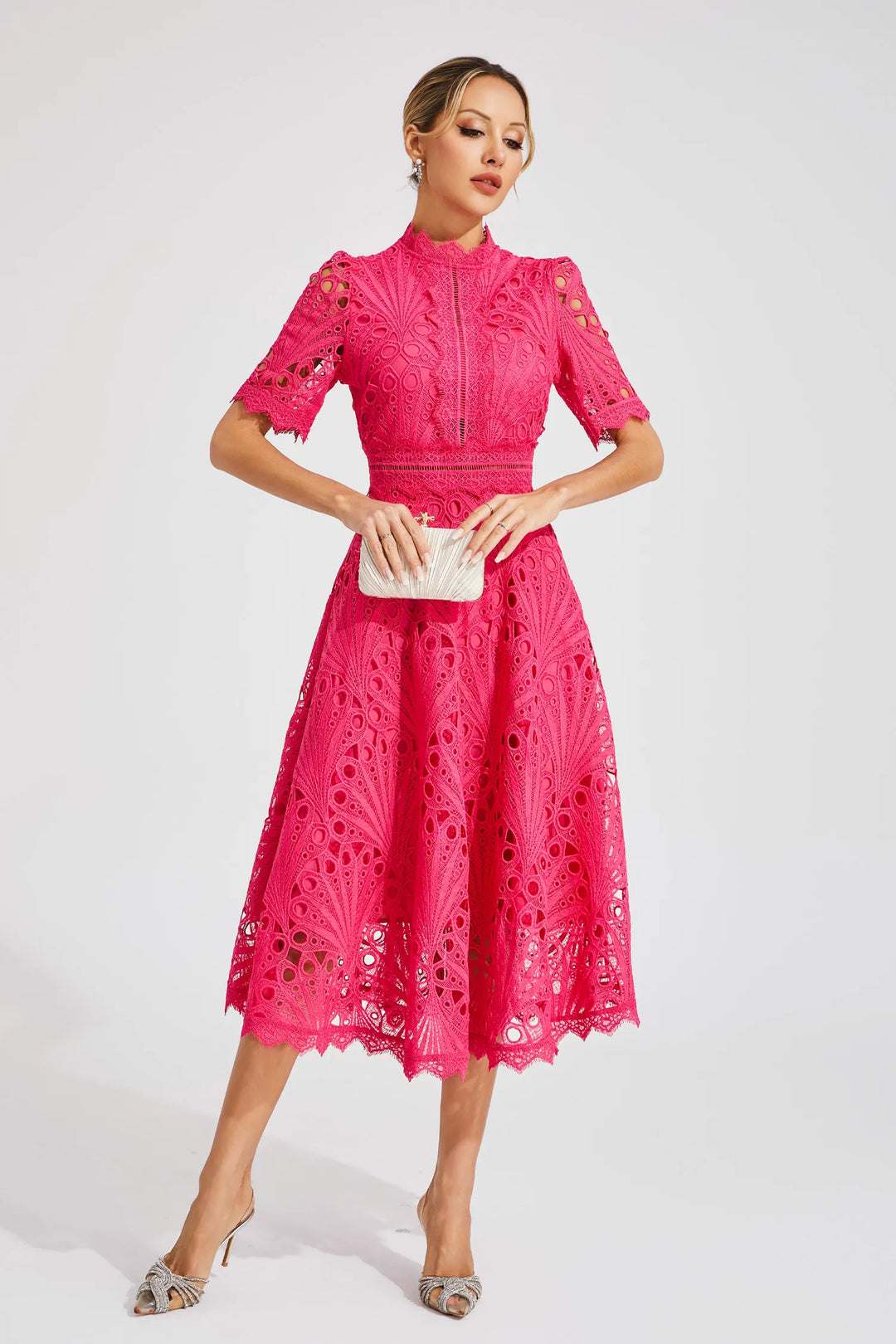 Elegant Lace Midi Dress for Women