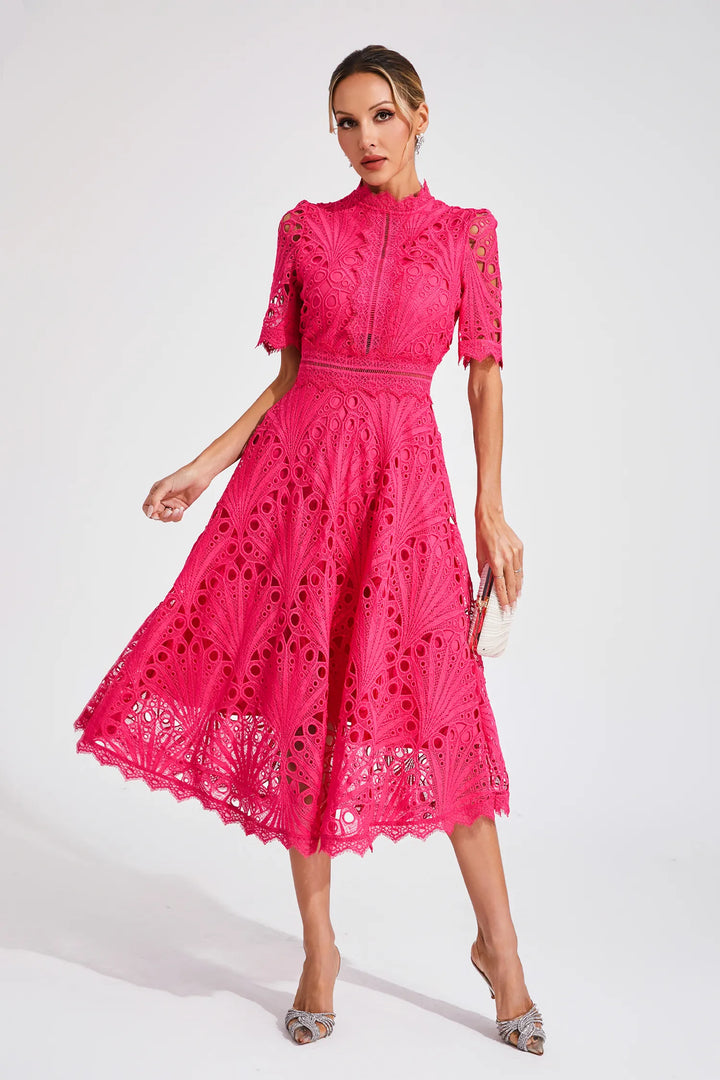 Elegant Lace Midi Dress for Women