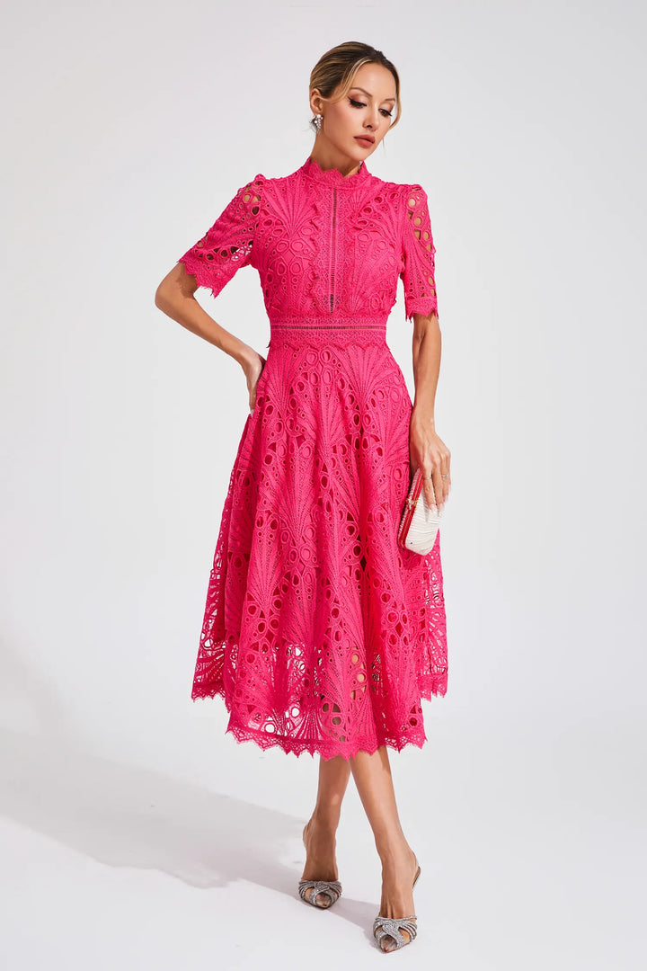 Elegant Lace Midi Dress for Women