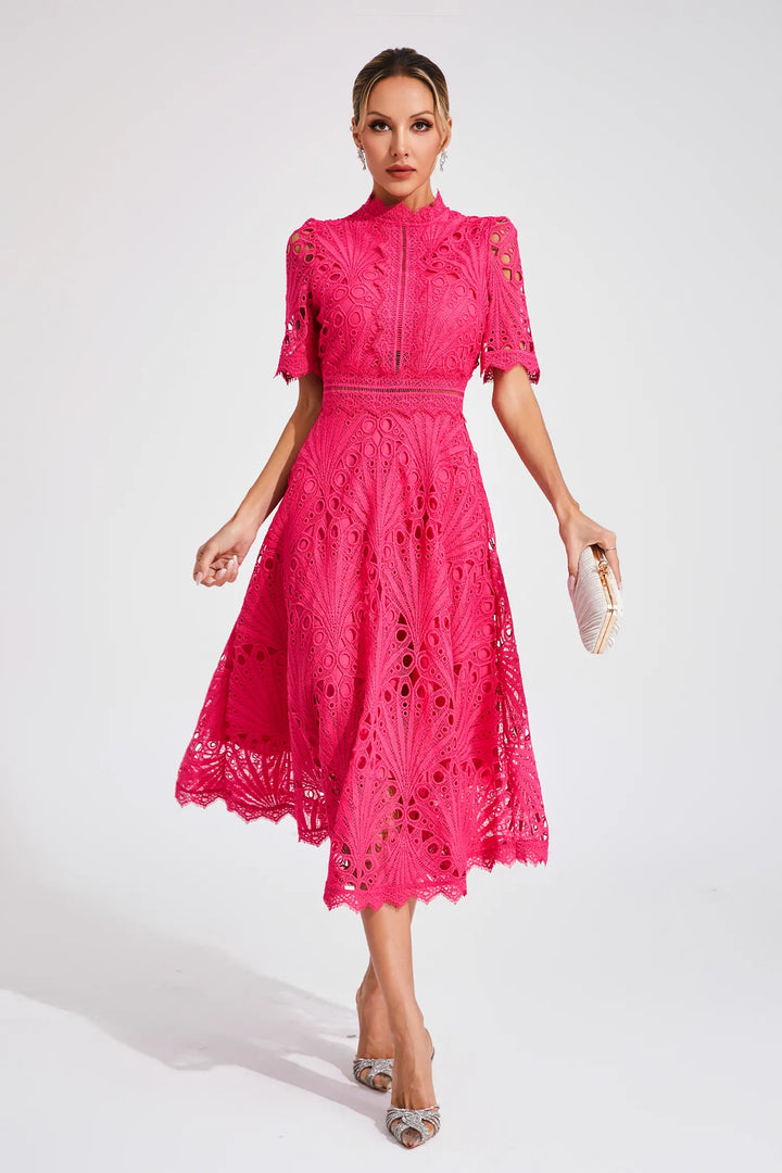 Elegant Lace Midi Dress for Women