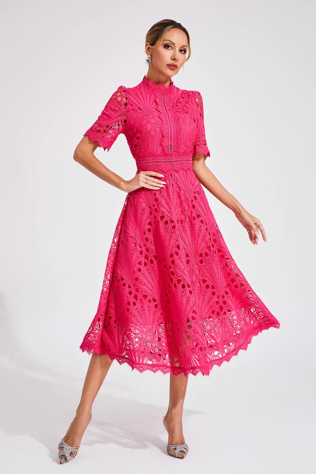 Elegant Lace Midi Dress for Women