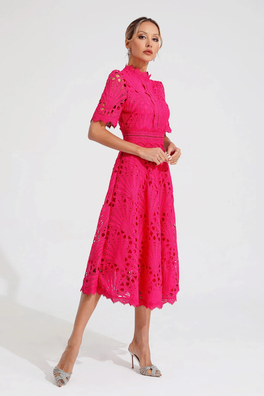 Elegant Lace Midi Dress for Women