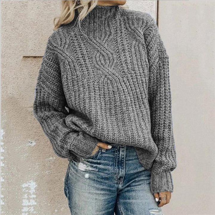 Cable-knit turtleneck sweater for women