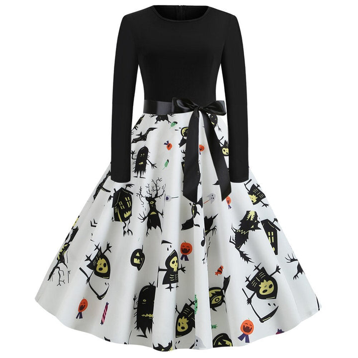 Halloween Gothic Print Midi Costume