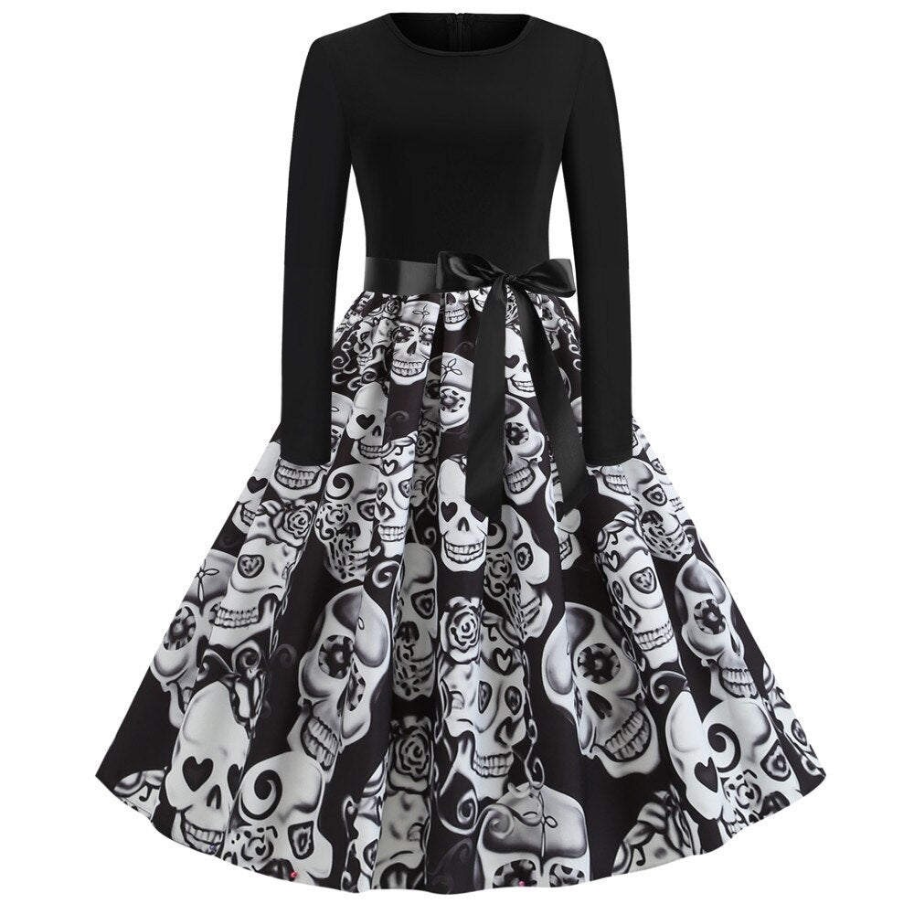 Halloween Gothic Print Midi Costume