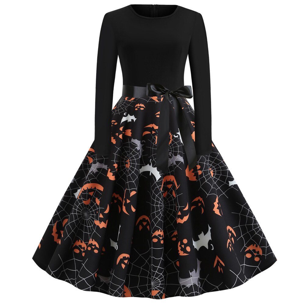 Halloween Gothic Print Midi Costume