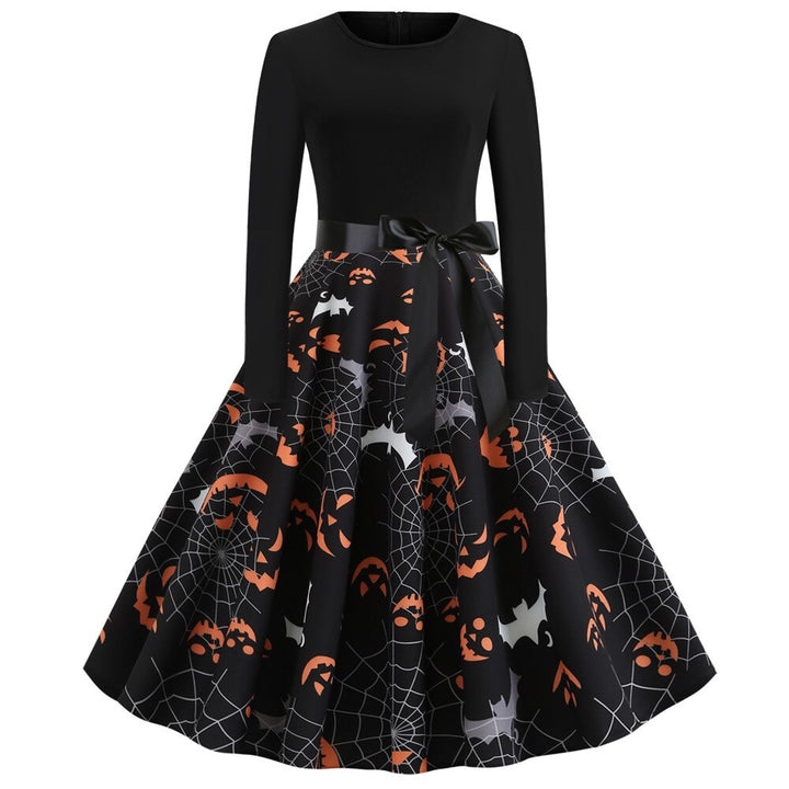 Halloween Gothic Print Midi Costume