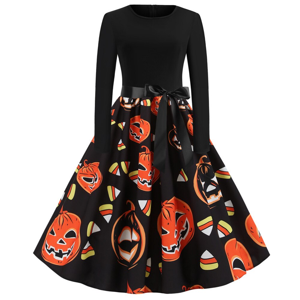 Halloween Gothic Print Midi Costume