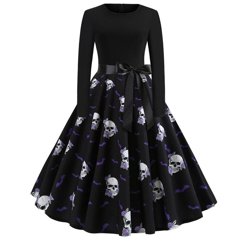 Halloween Gothic Print Midi Costume