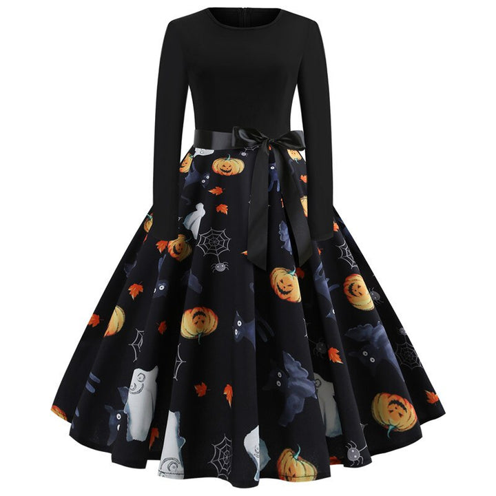 Halloween Gothic Print Midi Costume