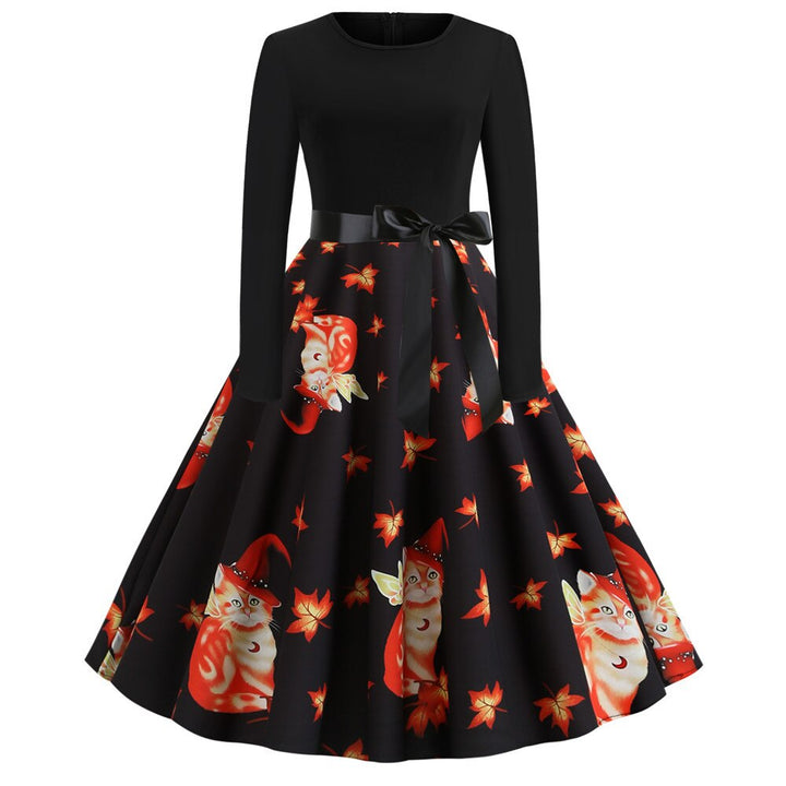 Halloween Gothic Print Midi Costume
