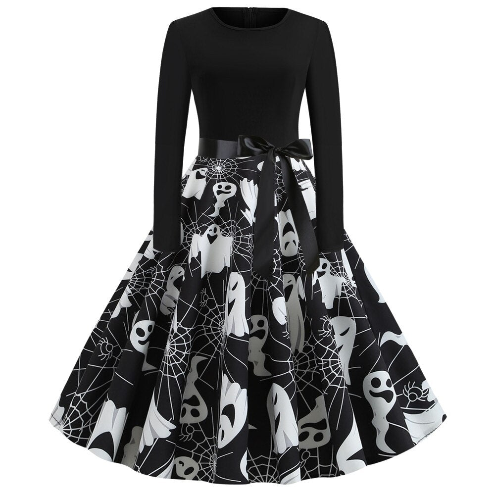 Halloween Gothic Print Midi Costume