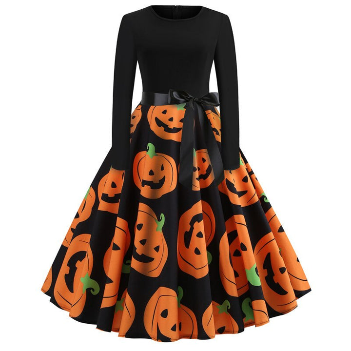 Halloween Gothic Print Midi Costume