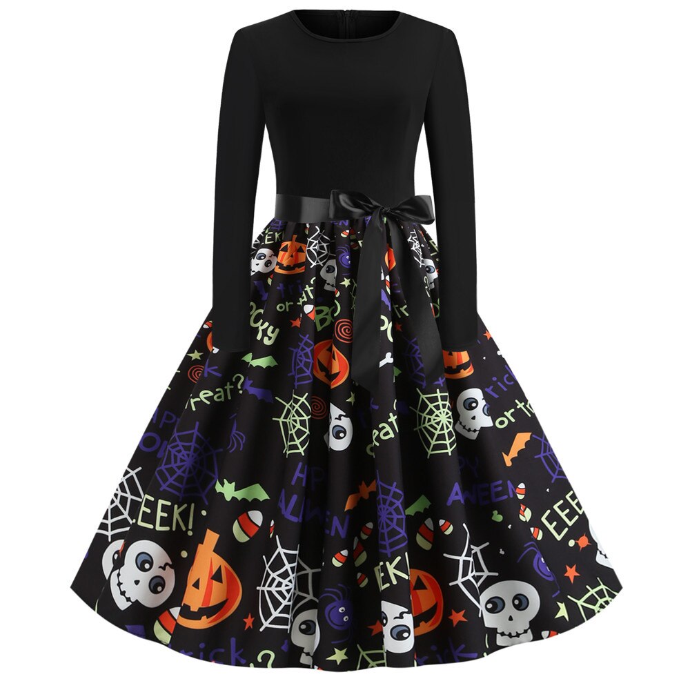 Halloween Gothic Print Midi Costume