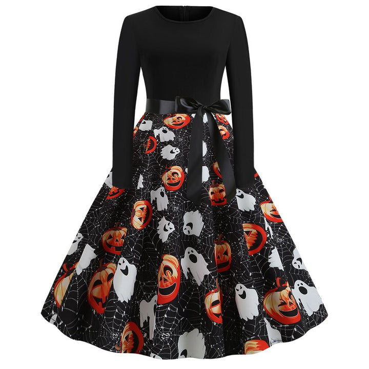 Halloween Gothic Print Midi Costume