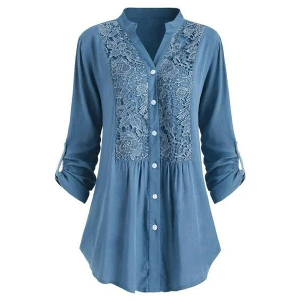 Elegant Extended Blouse with Puff Sleeves