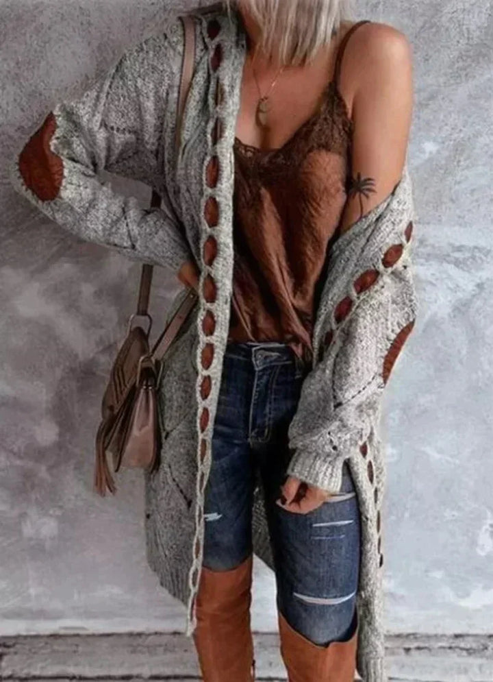 Women's open-knit hooded cardigan