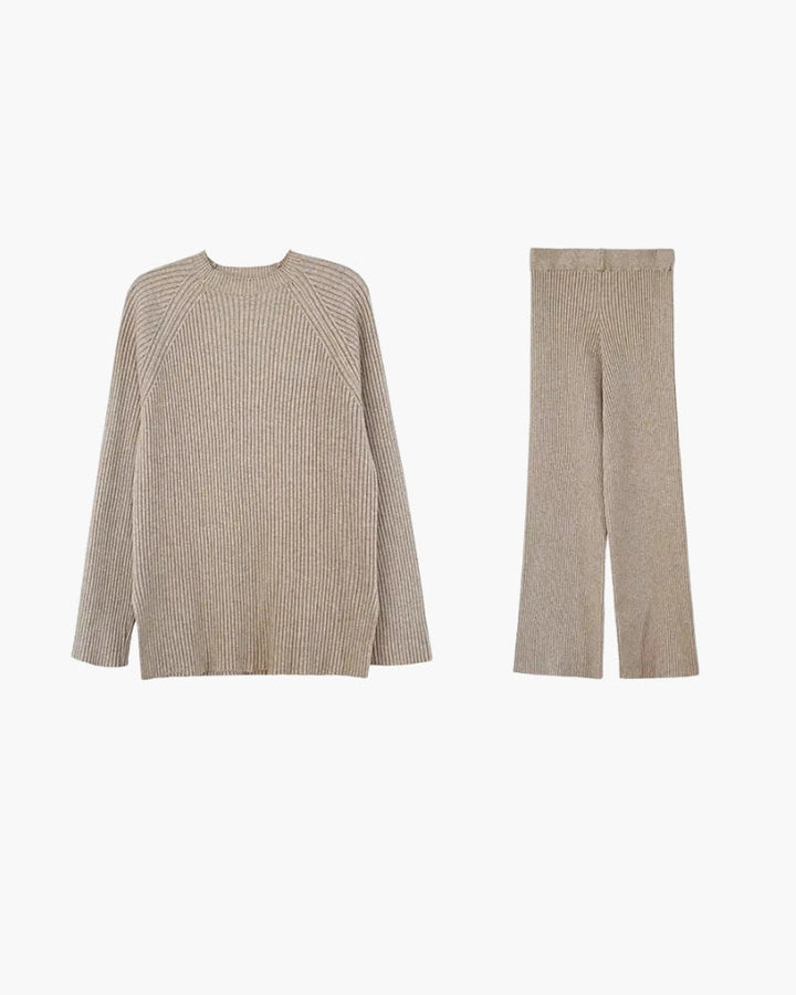 Wide-Leg Knit Lounge Set with Pullover