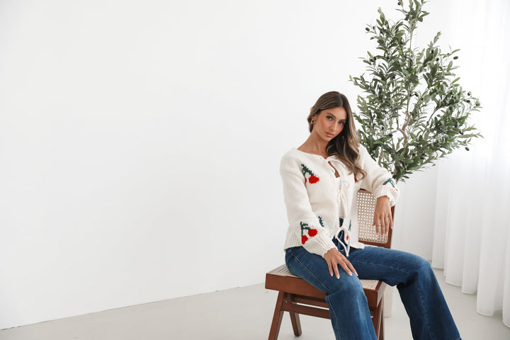 Jaya Cardigan - Cream Print