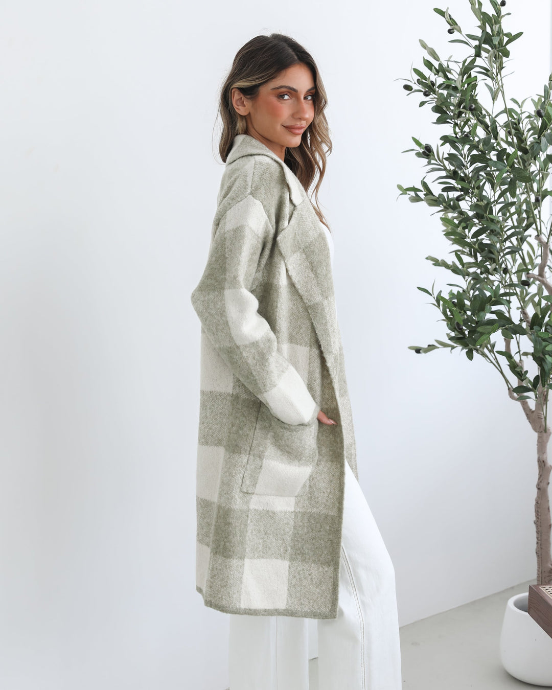 Keyasha Coatigan - Sage Check