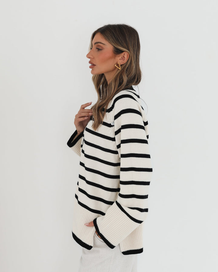 Levara Cardigan - Cream Stripe