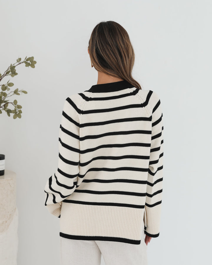 Levara Cardigan - Cream Stripe