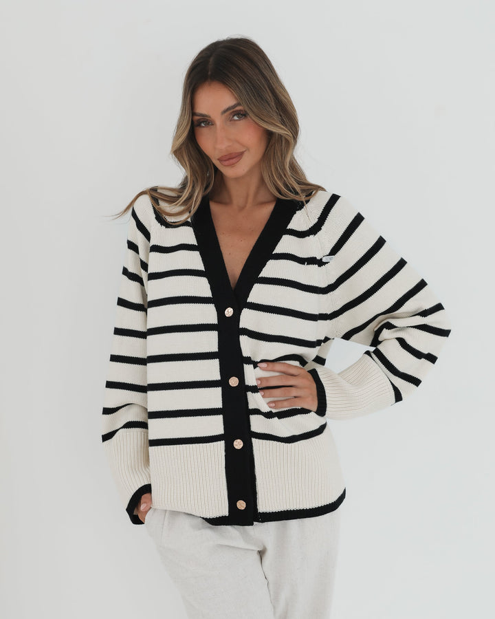Levara Cardigan - Cream Stripe