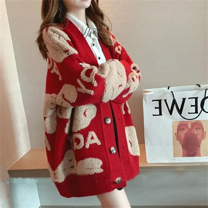 Women's knitted button-up cardigan