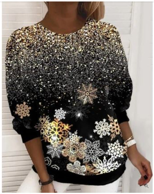 Women's festive snowflake pullover for holiday glam