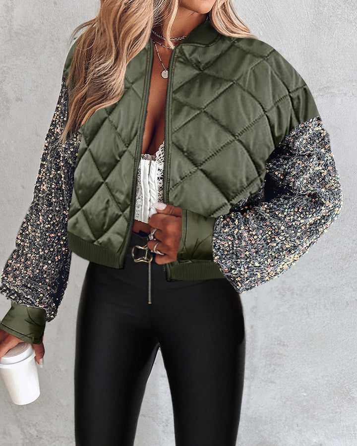 Roxana - quilted short jacket with sequin sleeves