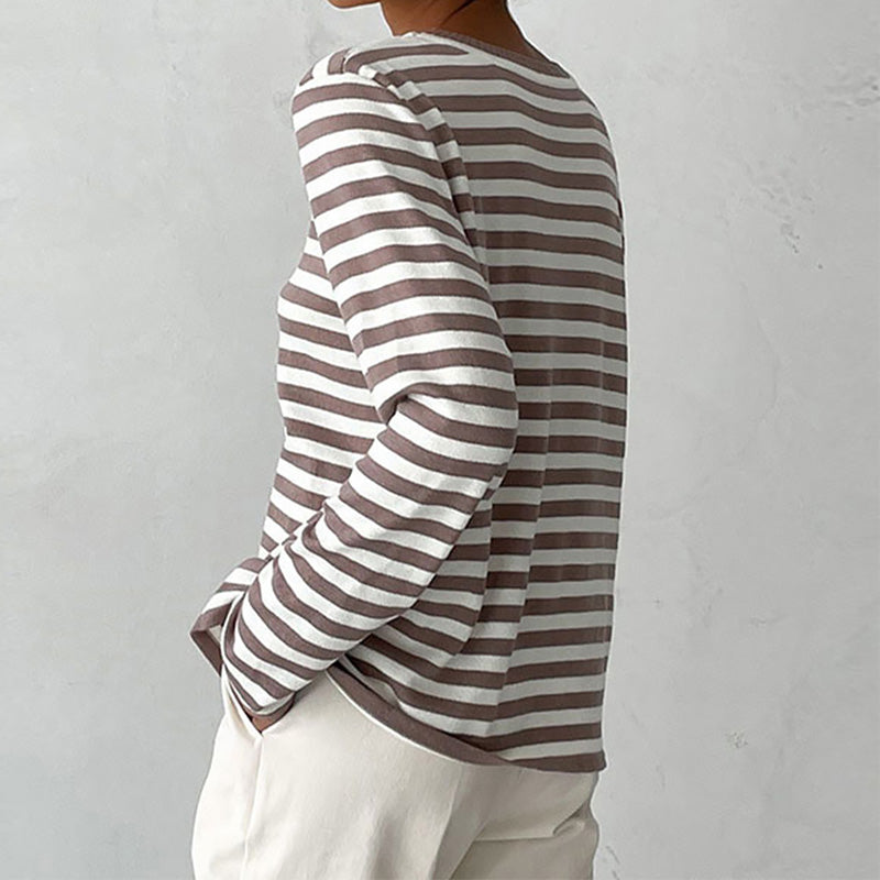 Women's striped crewneck long-sleeve top