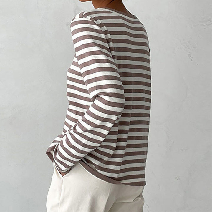 Women's striped crewneck long-sleeve top