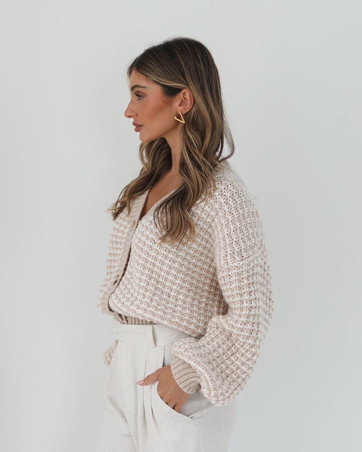 Mykelti Cardigan - Camel Print
