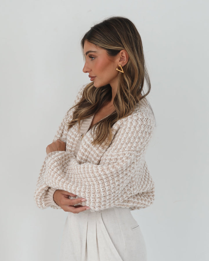 Mykelti Cardigan - Camel Print