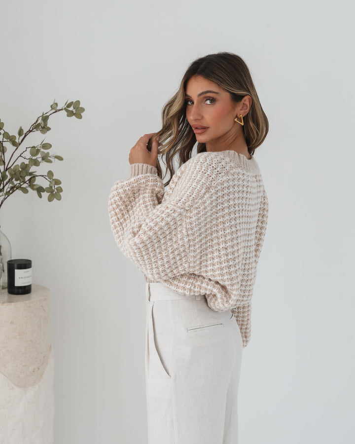 Mykelti Cardigan - Camel Print