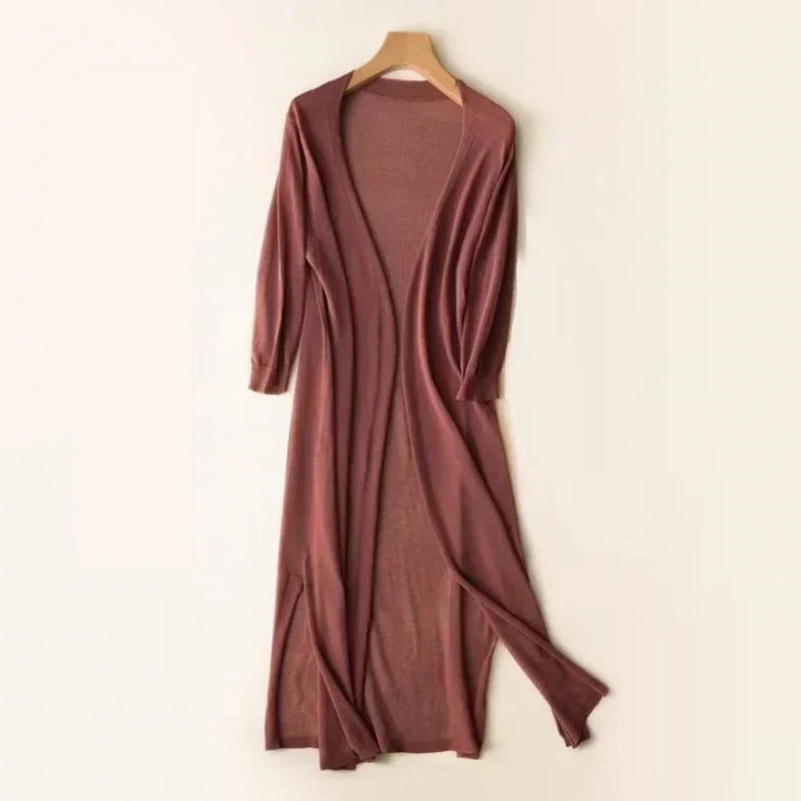Elda - Lightweight Long Cardigan - Women's Open Front Sweater, Soft Layer for All Seasons