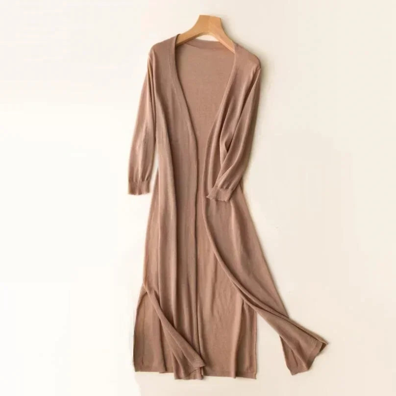 Elda - Lightweight Long Cardigan - Women's Open Front Sweater, Soft Layer for All Seasons