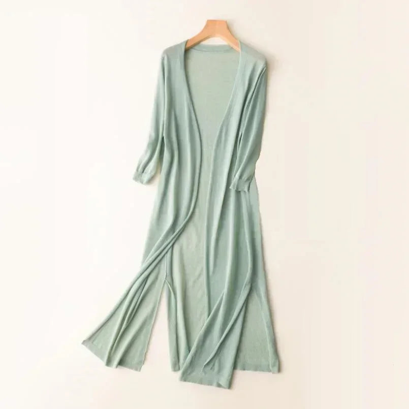 Elda - Lightweight Long Cardigan - Women's Open Front Sweater, Soft Layer for All Seasons