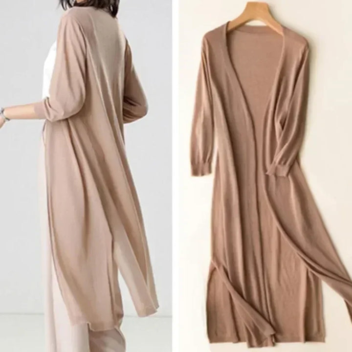 Elda - Lightweight Long Cardigan - Women's Open Front Sweater, Soft Layer for All Seasons