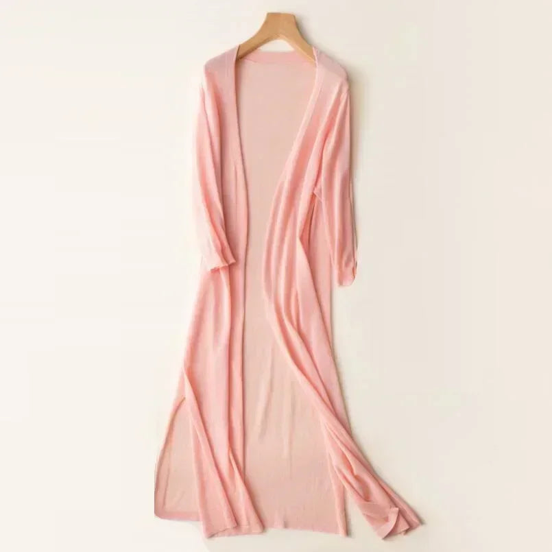 Elda - Lightweight Long Cardigan - Women's Open Front Sweater, Soft Layer for All Seasons