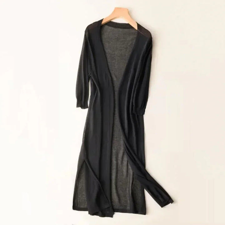 Elda - Lightweight Long Cardigan - Women's Open Front Sweater, Soft Layer for All Seasons