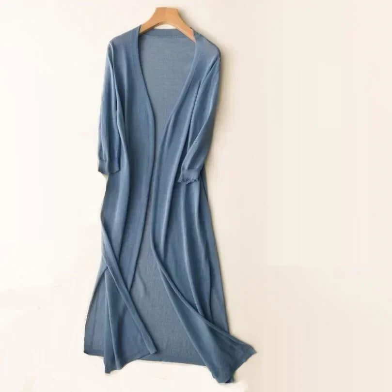Elda - Lightweight Long Cardigan - Women's Open Front Sweater, Soft Layer for All Seasons