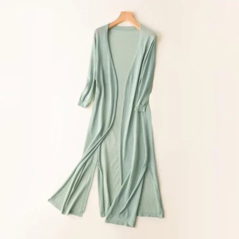 Elda - Lightweight Long Cardigan - Women's Open Front Sweater, Soft Layer for All Seasons