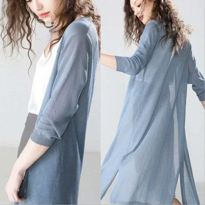 Elda - Lightweight Long Cardigan - Women's Open Front Sweater, Soft Layer for All Seasons