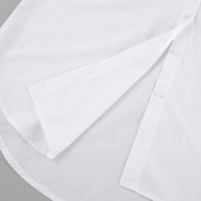 Women’s Button-Up Shirt – Cotton Blend – Oversized Fit – Long Sleeve Casual Style