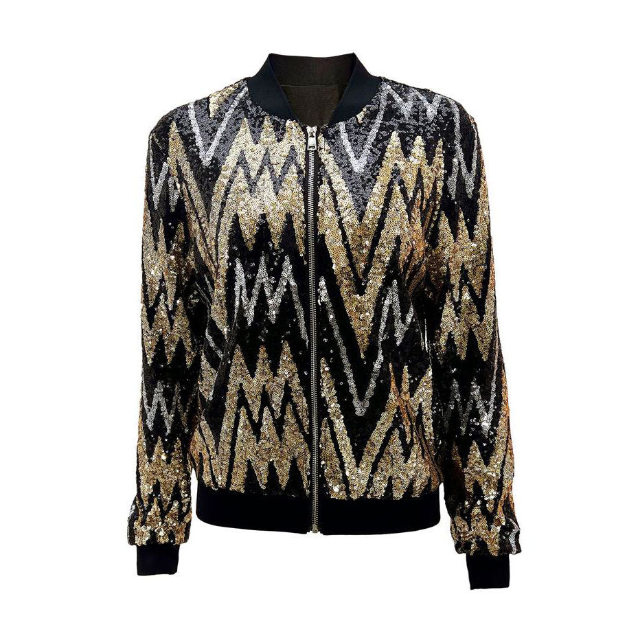 Women's sequin bomber jacket for dazzling nights